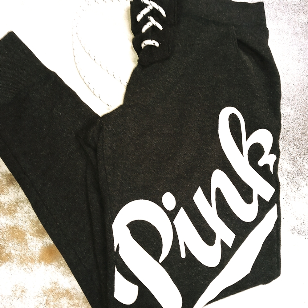 PINK drawstring lace-up sweats